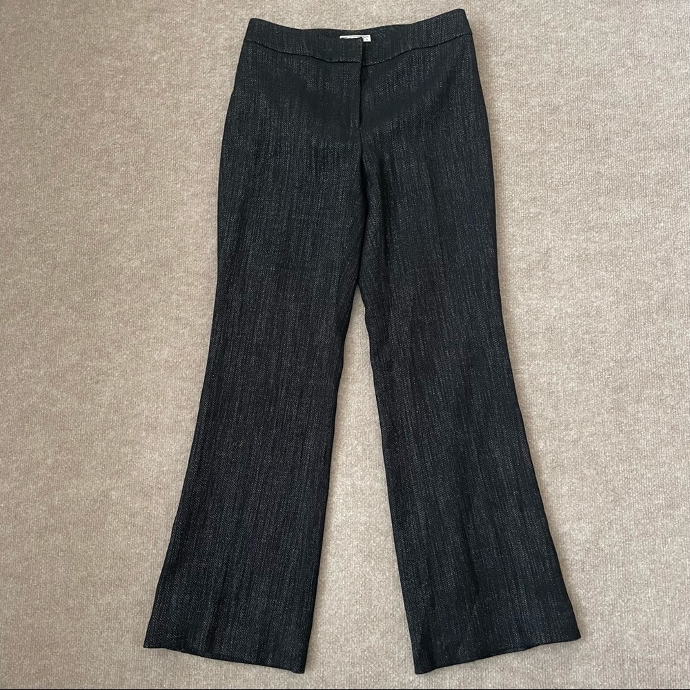 Talbots Petites Wool Blend Pants Womens 2P Black Metallic Silver Thread Bootcut